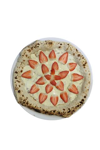 Pizza Chocolate Branco com Morangos