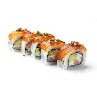 285.Uramaki Salmón, Aguacate y Tempura(8uds.)