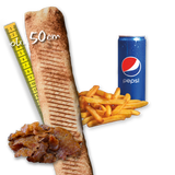 Rollo Kebab samo mięso (mega), frytki, Pepsi 0.33l