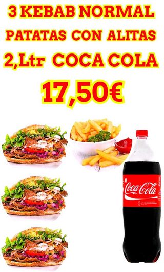 Oferta 3 Kebab Normal Con Alitas