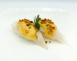 Gunkan branzino flambe