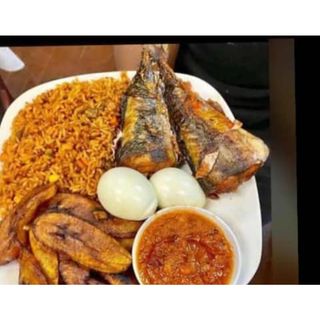 Village rice, Plantain, egg and panla