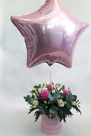 Flowerbox/Box kwiatowy "Słodka miłość" + balon 