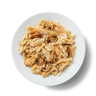 Penne com Frango, Cogumelos e Natas