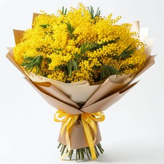 Elegante e raffinato mimosa bouquet 