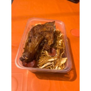 Spaghetti and Chicken Drumstick