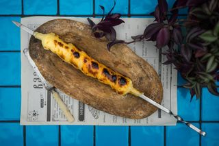 Khatchapuri on spit with mint sauce