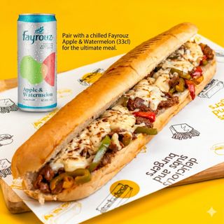 Philly cheesesteak Sub Footlong and a drink