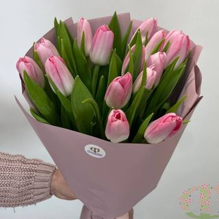 Bukiet z różowym tulipanem 19szt.