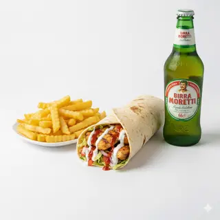 Menù arrotolato kebab con 1 birra 66 cl