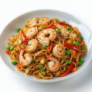 26.Tallarines fritos con tres delicias