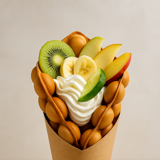 Вафля з морозивом та фруктами