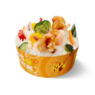 Orez/noodles + creveti cu legume