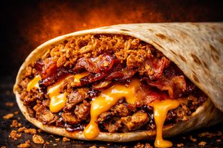 Dirty Chicken - Kebab di pollo, cheddar, bacon di manzo affumicato, cipolla crispy