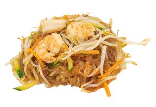 50. Spaghetti di soia con gamberi 