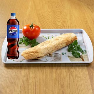 Rollo Kebab Pita Samo Mięso Mega z serem - zestaw z Pepsi 500ml