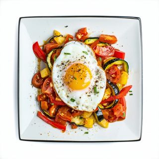 Pisto con huevo frito