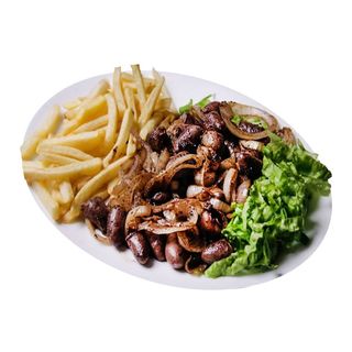 Coração Acebolado com  Fritas