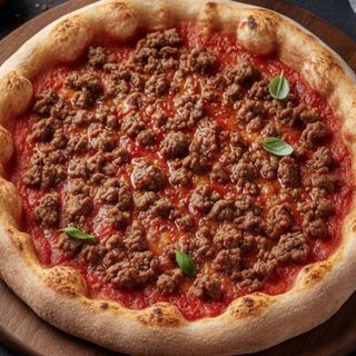 Pizza solo carne de ternera y salsa