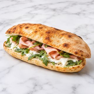 Panuozzo cotto, rucola e stracchino