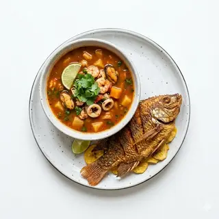 Pescado Frito Con Sopa