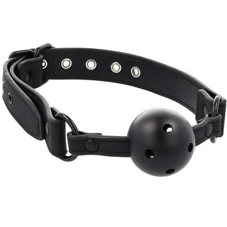 Mordaza Negra Transpirable Cuero Vegano Fetish Submissive