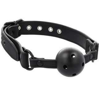 Mordaza Negra Transpirable Cuero Vegano Fetish Submissive