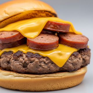 Panino hamburger salsiccia e formaggio