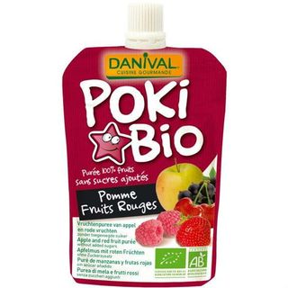 Poki - przecier jabłkowy z czerwonymi owocami i czarną porzeczką bez cukrów BIO 90 g - DANIVAL