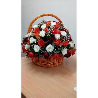 Plain Imported Basket Of Roses