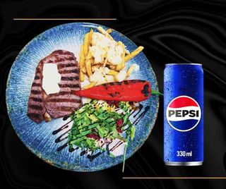 ANTRICOT DE VITA CU CARTOFI PRAJITI, SALATA SI PARMEZAN + PEPSI DOZA