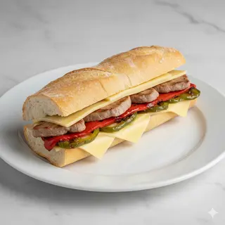 Bocata De Lomo Con Queso Y Pimientos