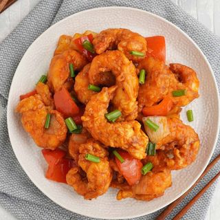 Gamberi fritti in salsa agrodolce