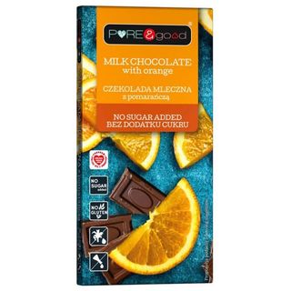 Czekolada mleczna z pomarańczą bez dodatku cukru 75 g Pure&Good