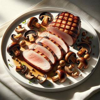Schab z grilla z pieczarkami