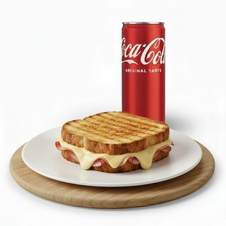 Toast con cotto e formaggio + Lattina Coca-Cola