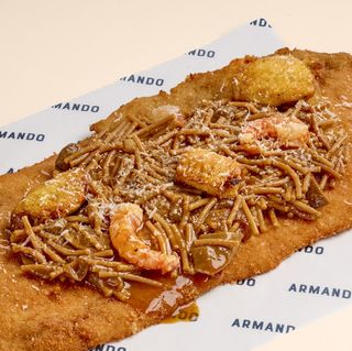 NEW! Escalope Armando con fideos a la cazuela mar y montaña