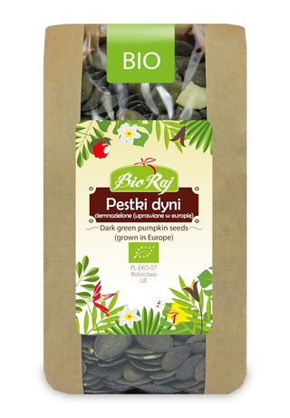 PESTKI DYNI CIEMNOZIELONE BIO UPRAWIANE W EUROPIE 300 g - BIO RAJ