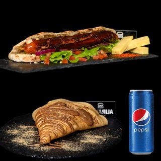 Austrijska kobasica + palačinka Nutella + Pepsi