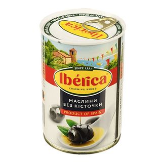 Маслини Iberica чорні без кісточки (360г)