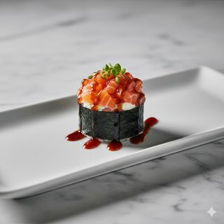 Gunkan Philadelphia - salmone e top di tartare di salmone