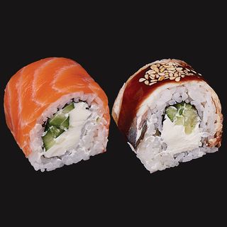 ფილადელფია ორაგულით + ფილადელფია გველთევზით 280გრ