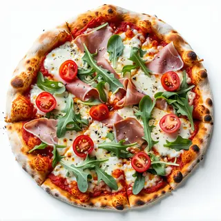 Crudo, rucola, grana e pomodorini