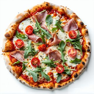 Crudo, rucola, grana e pomodorini