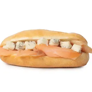 60. Salmón ahumado y queso gorgonzola