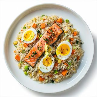 26 Riso con salmone e verdure