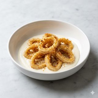 Calamari alla Margot, calamari gratinati al forno su crema di pecorino