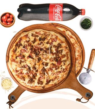 2 Medium Standard Pizzas+ 1L Soda