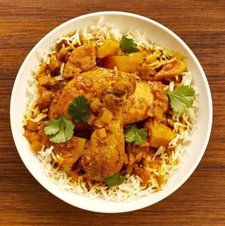 Riso, verdure e pollo al curry