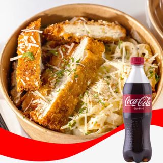 მილანეზე და ტელიატელე ოთხი ყველით + კოკა-კოლა კლასიკი - 0,5ლ